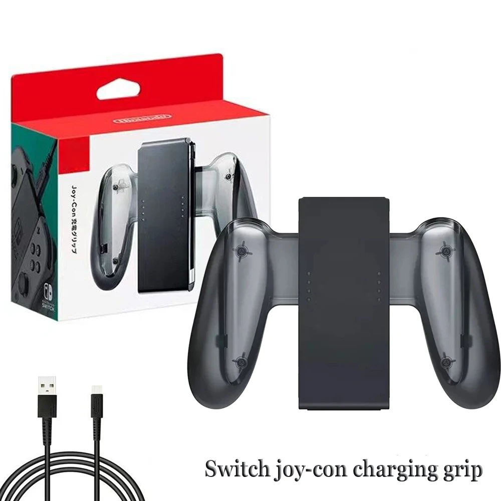 Original New Charging Station For NS Switch Grip Handle Charger For joy-CON Controller With USB Cable Handrip Clear Black