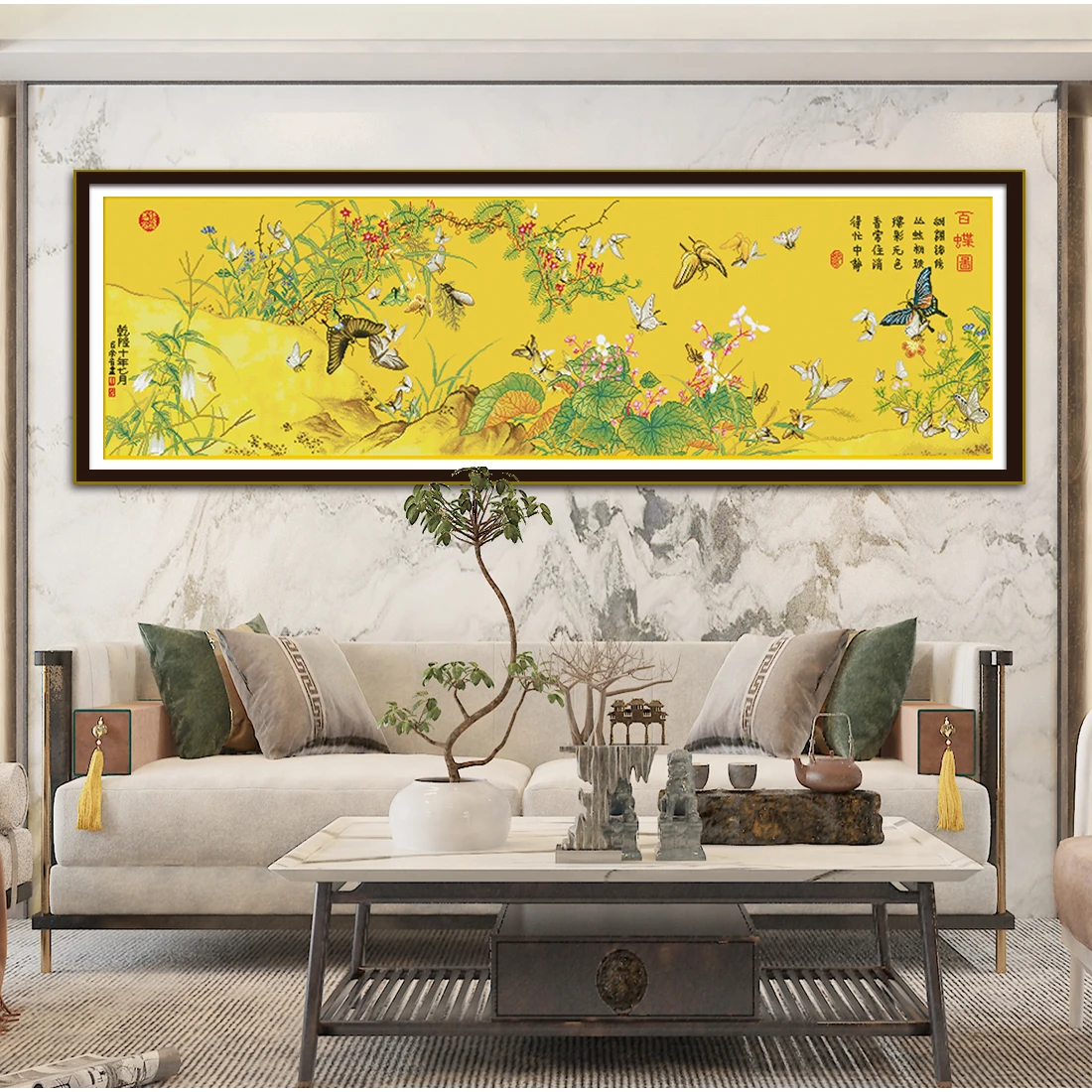 

Beautiful Butterfly Scenery Pattern Cross Embroidery Set Handmade - Home Decoration Chinese Embroidery Art Hanging Painting
