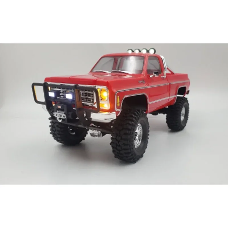 Simulated Front Bumper with Light Electric Winch for 1/18 RC Crawler Car Traxxas TRX4-M Chevrolet K10 Upgrade Parts