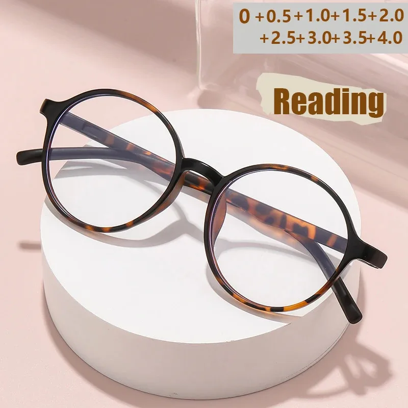 Farbblockierender, ultraleichter Brillenrahmen, einzelnes Licht, modisch, Retro, runder Rahmen, Anti-Blaulicht-Lesebrille 9653