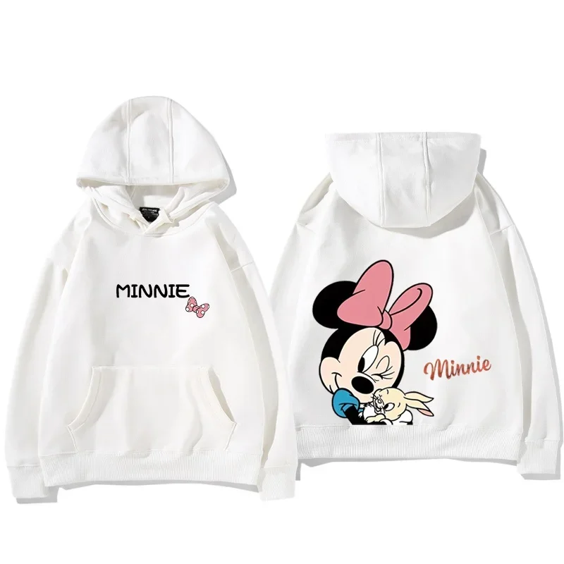 2024 Spring and Autumn Mickey Minnie Disney hoodie for male and female couples, parent-child cartoon print loose hooded clothes