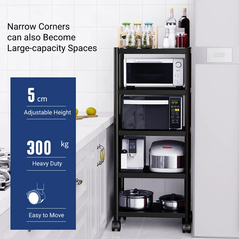 Imagem -02 - Heavy Duty Armazenamento Prateleiras Unidade com Rodas Garagem Metal Organizador Despensa Prateleira Utilitário Cozinha Ajustável Standing Rack