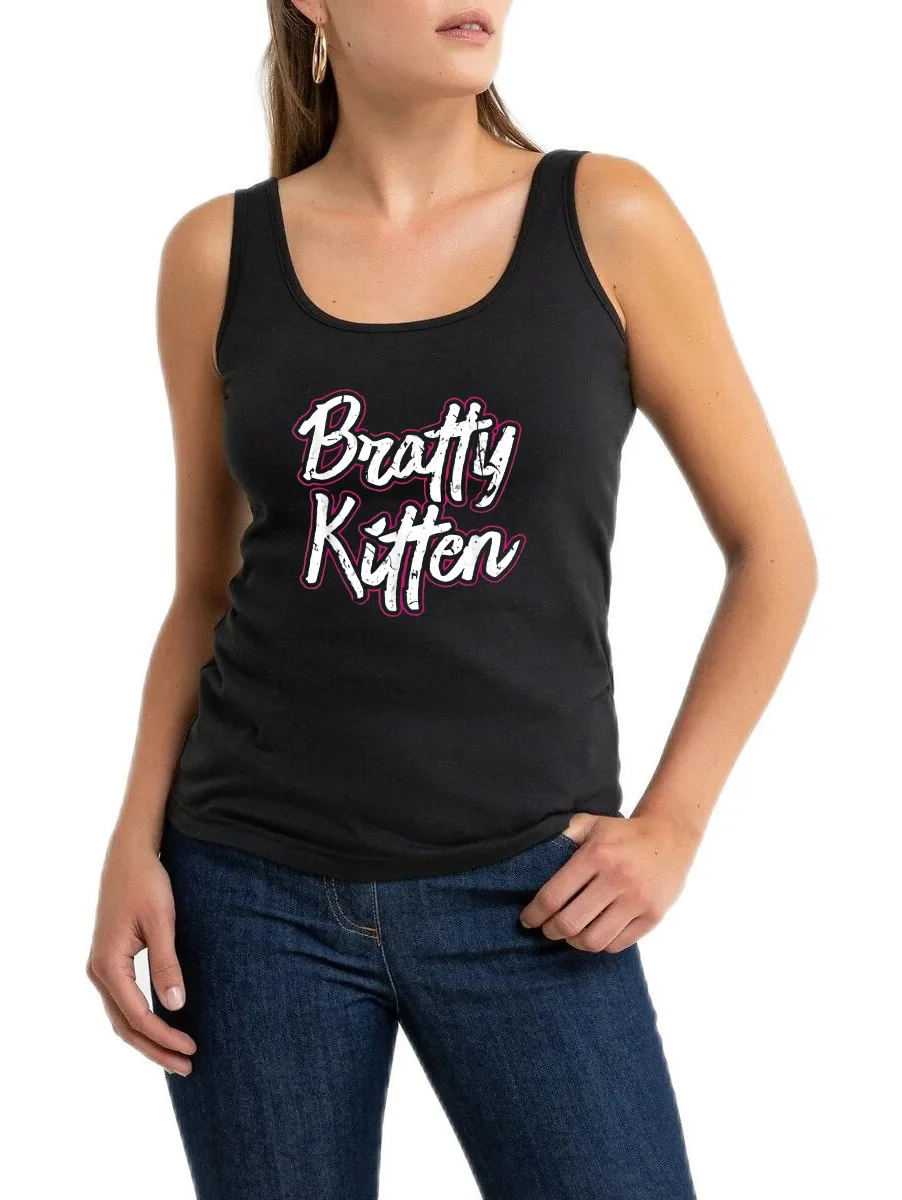 

Bratty Kitten Sexy Fetish Submissive Slave BDSM Kink Tank Tops Women's Sexy Slim Fit Sleeveless Tops Gym Fitness Camisole