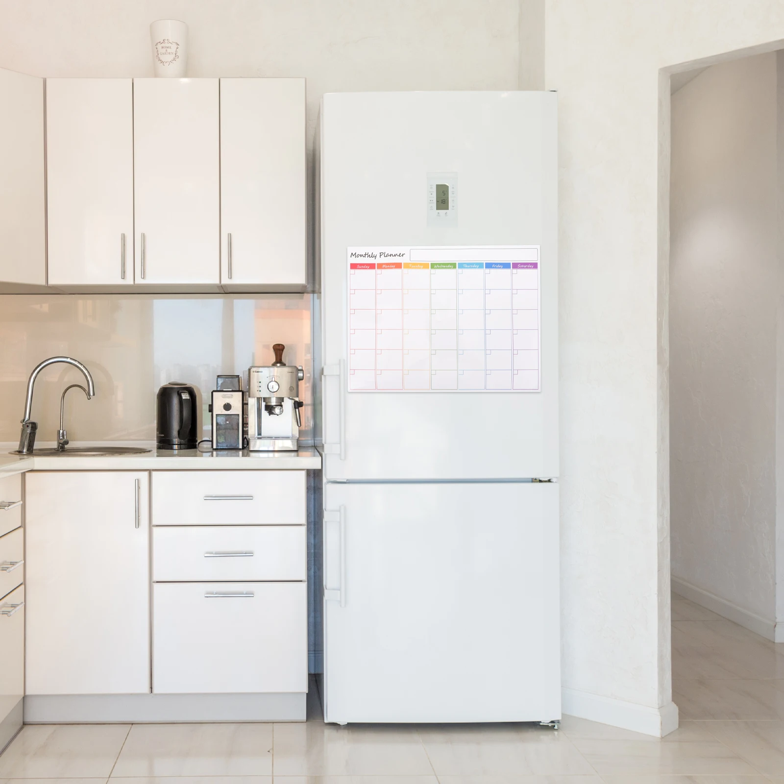 แม่เหล็กสติกเกอร์กระดานดําDry Erase Boardตู้เย็นปฏิทินรายเดือนไวท์บอร์ดหมายเหตุReusableตารางครอบครัว