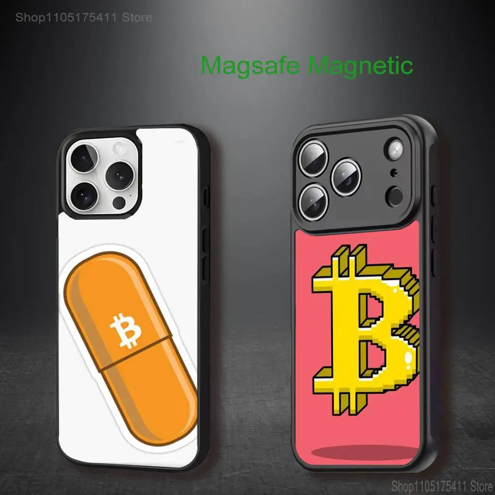 

Bitcoin P-Pattern Art Phone Case For iPhone 17,16,15,14,13,12,11,Pro,Max,Plus,Mini,SE4,E Magnetic Magsafe Wireless Charging