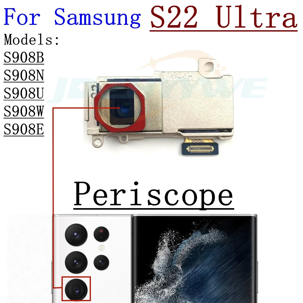 Front Back Camera For Samsung Galaxy S22 Ultra S908 Selfie Frontal Backside Main Rear Facing Camera Module Flex Parts