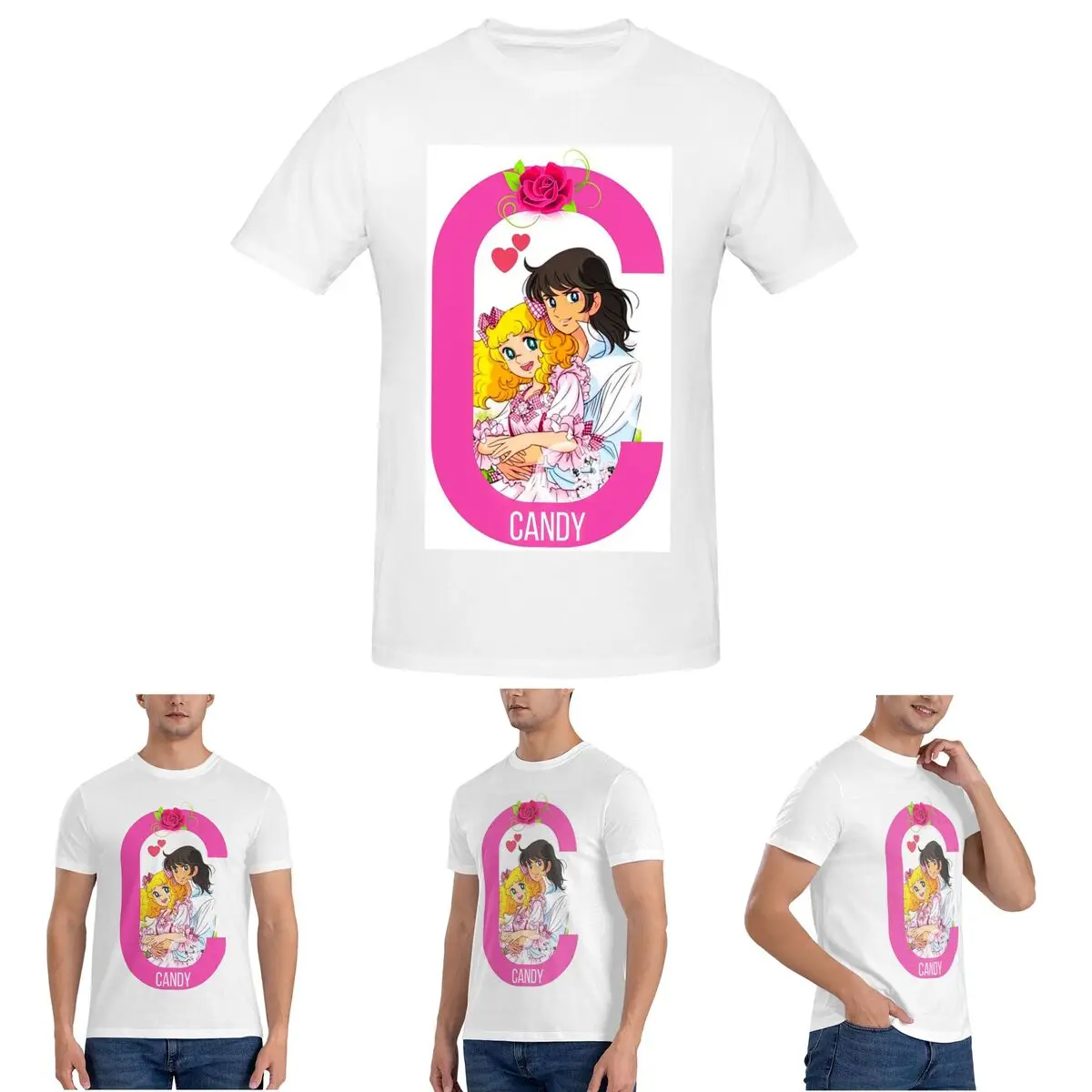 

Cute Girl And Amp Boy Candy Candy And Terry Anime Manga T-Shirt for Men Cotton Plus Size T Shirts Men's Tees Short O-Neck Tops