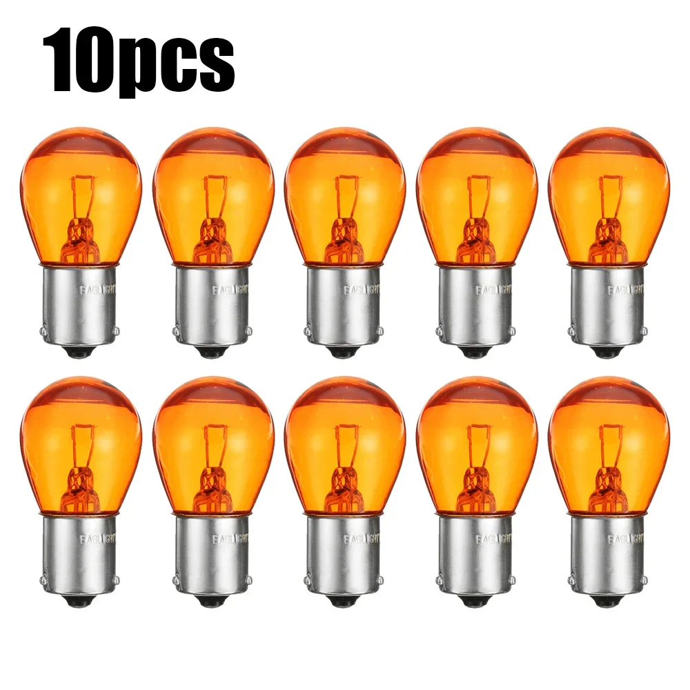 

1/10Pcs 12V Car Indicator Light Brake Reverse Lamp Parking Light LED Bulbs 1156 BAU15S PY21W Amber Yellow Halogen Lamp