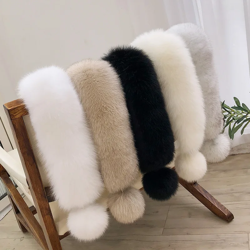 Elegante colarinho de pele de raposa para mulheres, lenço de luxo, moda high-end, 100% Real Fox Fur, novo estilo