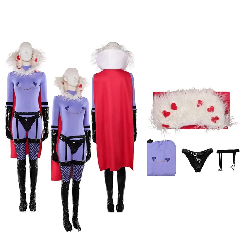 

Disguise Valentino Cosplay Costume Cartoon Fantasia Adult Women Jumpsuit Cloak Belt Outfits Halloween Carnival Party Suit
