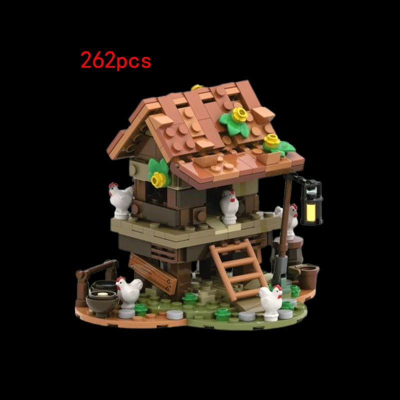 

Spot MOC-152603 small particle assembly building blocks medieval castle chicken coop building toy set