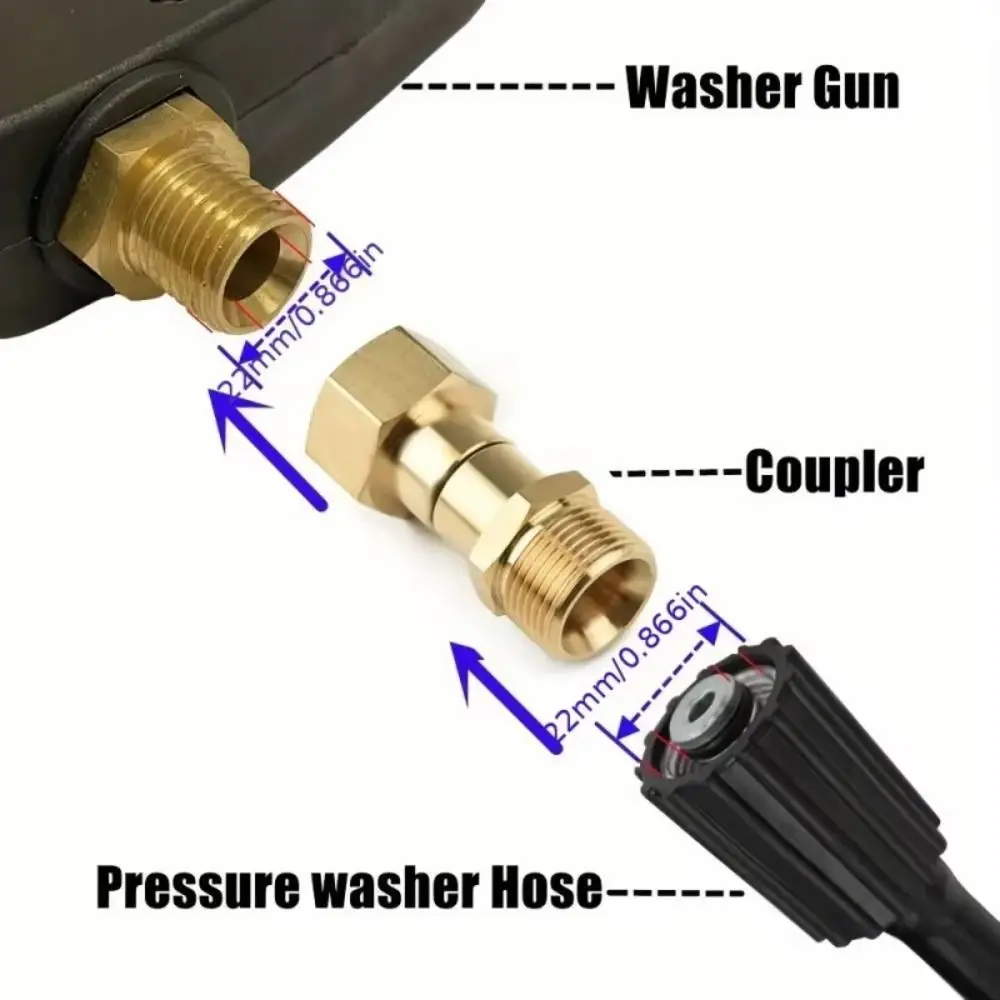New Brass Cleaning Hose Joint High Pressure Rotary Brass Adapter M22-14/15 Cleaning Hose Connection