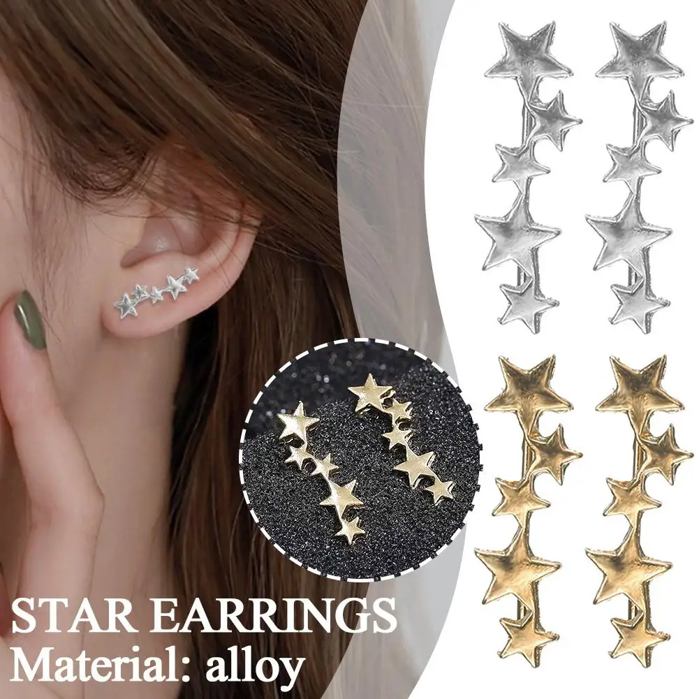 2023 Fashion Women Shiny Star Moon Stud Earrings For Everyday Girls Birthday Gift Jewelry Mini Star Stud Fashion Earrring P0J8