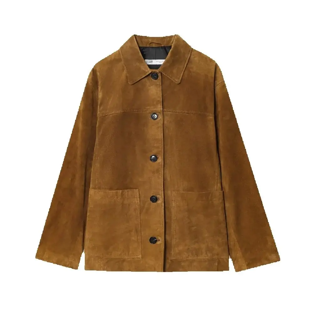 

Осенний новый продукт, женская повседневная однорядная кожаная куртка с несколькими пуговицами и длинным рукавом с откидным воротником, антифлисовая кожаная куртка, пальто