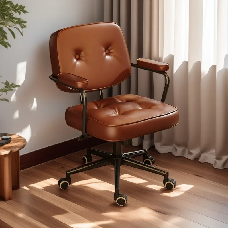 European Style Rotate Lift Office Computer Chair Household Soft Stool with Wheels Armchair Bedroom Waist Support Dressing Stool