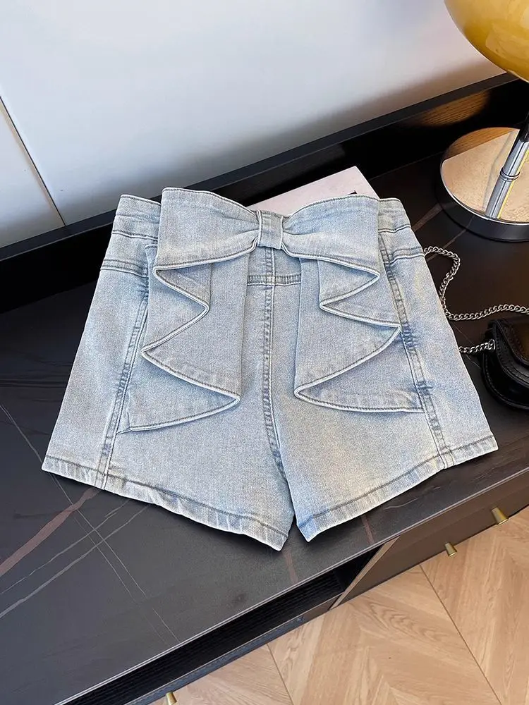 

Sexy Sweet Bow Denim Shorts 2026 Summer Femme High Waist Y2k Casual Bottoms For Ladies Hot Girl's Hip-wrapping Hot Pants Shorts