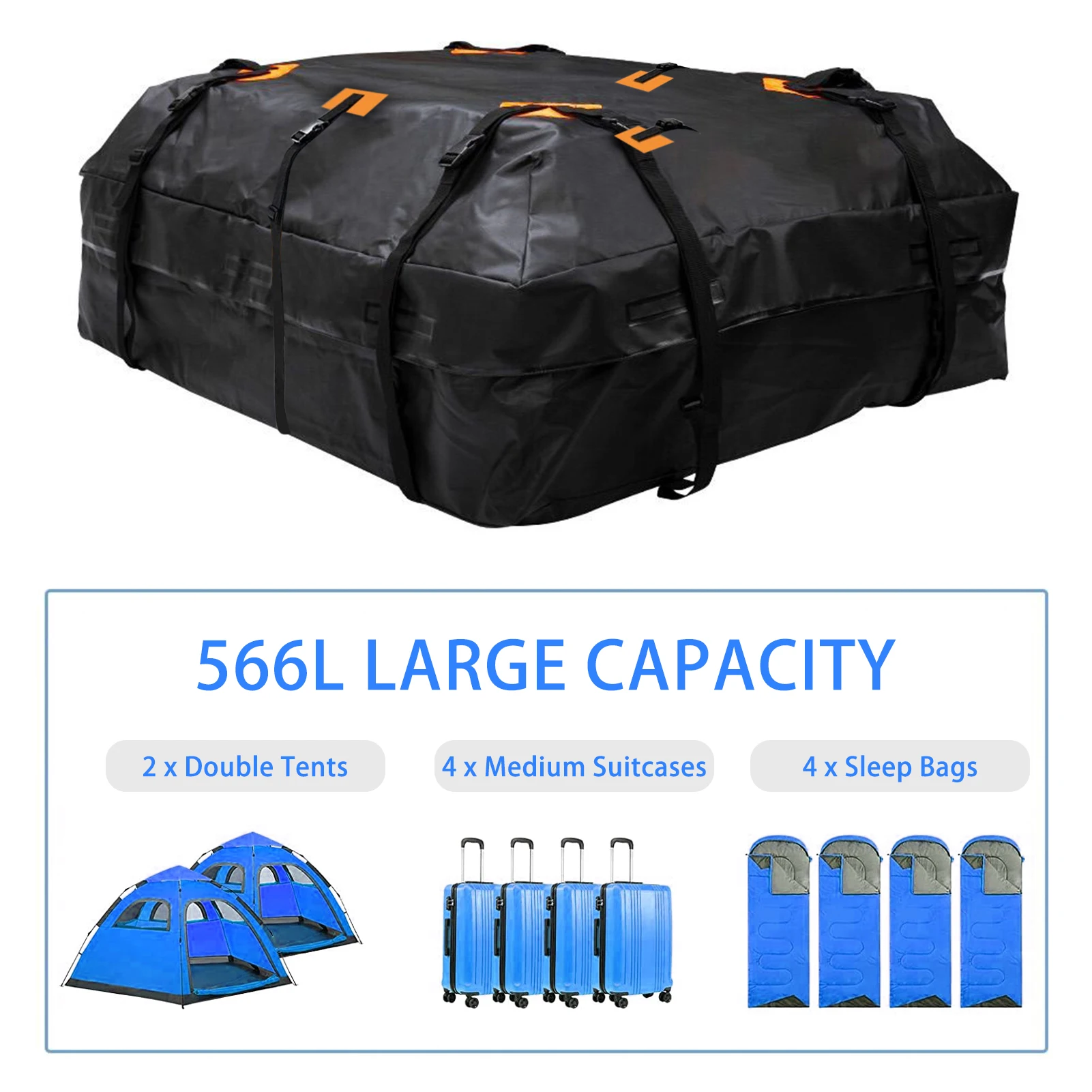 566L/425L Universal Car Roof Cargo Carrier 420D/600D Waterproof Cargo Bag Luggage Bag Storage Cube Bag For Travel Camping Car - view 4