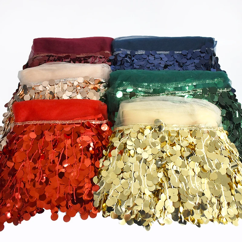 

1-5Yard 17cm Sequins Tassel Fringe Mesh Beaded Fringe Lace Trim Dresses Decorative Trimmings Ribbon Fabric Sewing Accessories