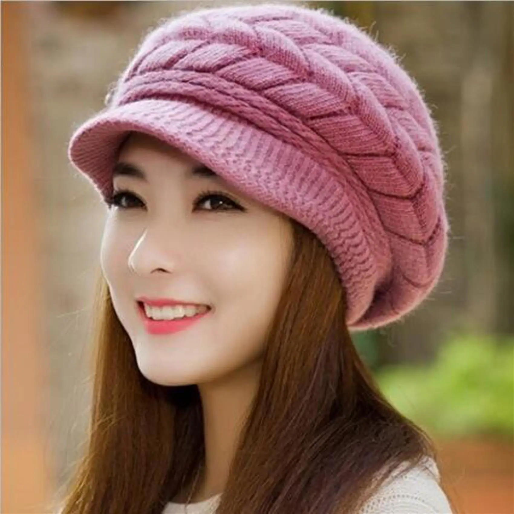 Korean Style Women Beret Winter Hats for Women Rabbit Hair Knitted Female Retro Berets Lady Solid Color Autumn Winter Warm Caps