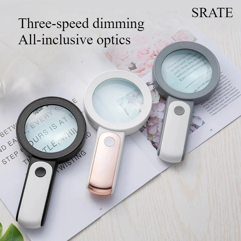 

30x Magnifying Glass with Light Handheld 18LED Bulbs High-Definition Daylight and Warm Light Loupe Reading Magnifier for Reading