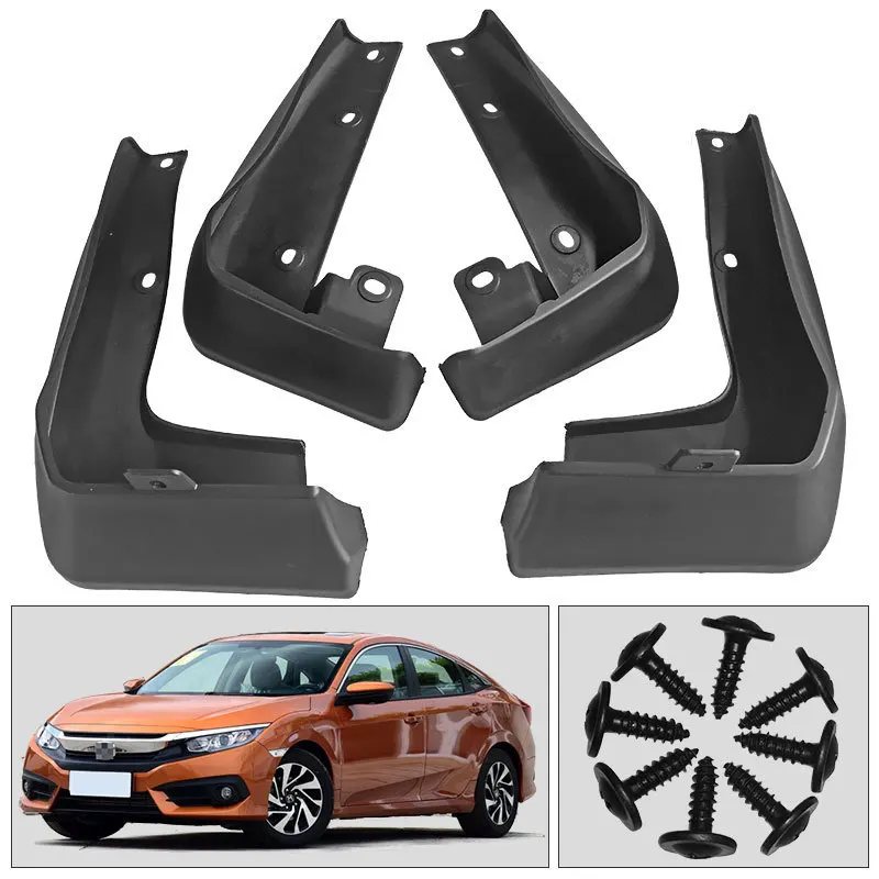 

FOR 16 Honda Civic Car Molded Mud Flaps Splash Guards Mudguards Front Rear Styling Front Rear Car Accessories