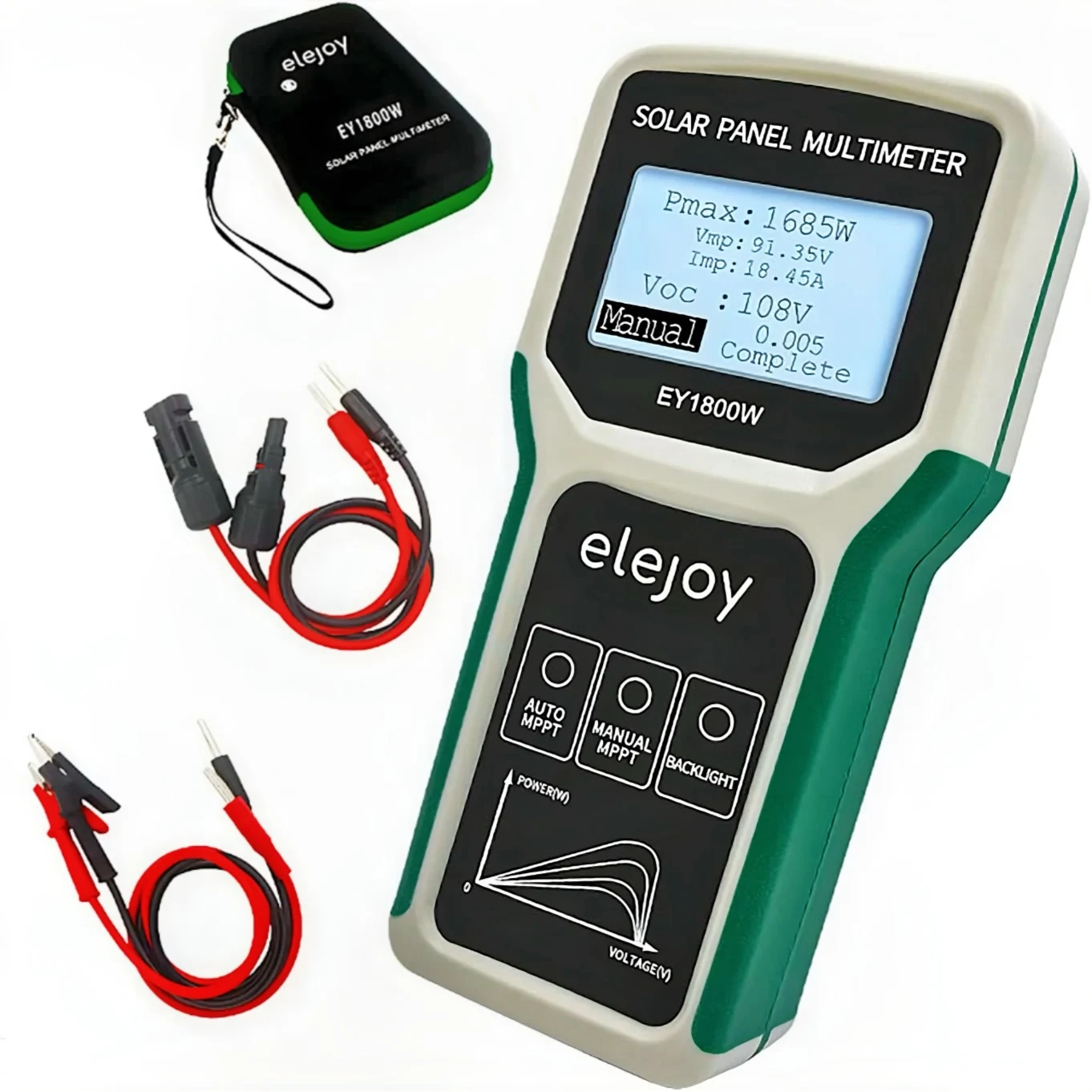 

EY-1800W Solar Panel Tester & MPPT Multimeter-PV Data Testing Kit for Home/Commercial Use, 20-120V/0-60A Solar System Analyzer