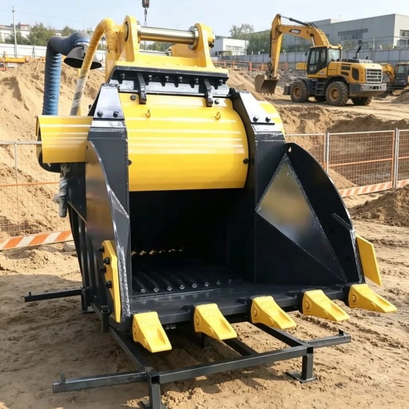 Excavator Crushing Attachment Hydraulic Drive 0.7m³ Capacity 12-18 Ton Noise-free Concrete Rock Crushing Customized