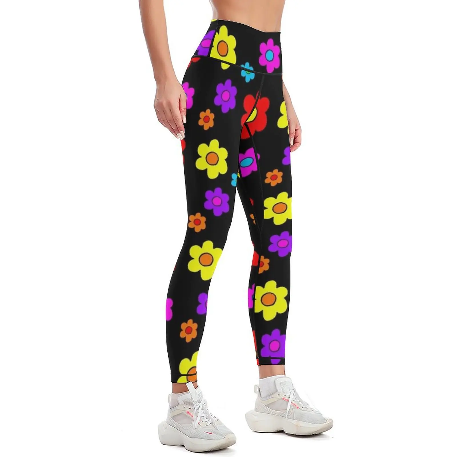 Flores pop feminino push up leggings, desgaste do golfe, roupa de ginástica