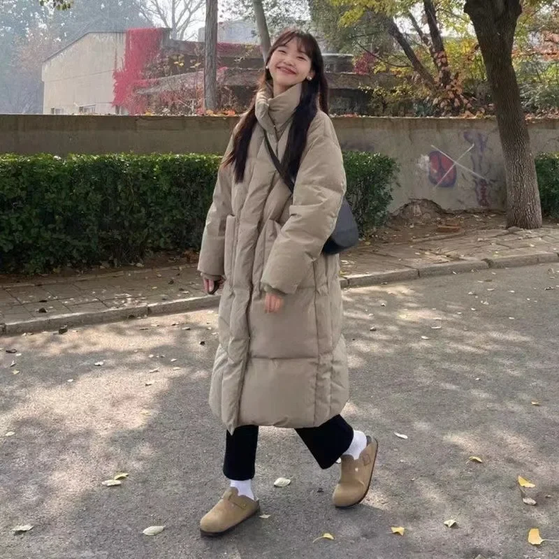 Medium-long Style Parkas Women Winter Thicken Warm New Popular Oversized Solid Simple Outerwear Ulzzang Temperament Street Chic