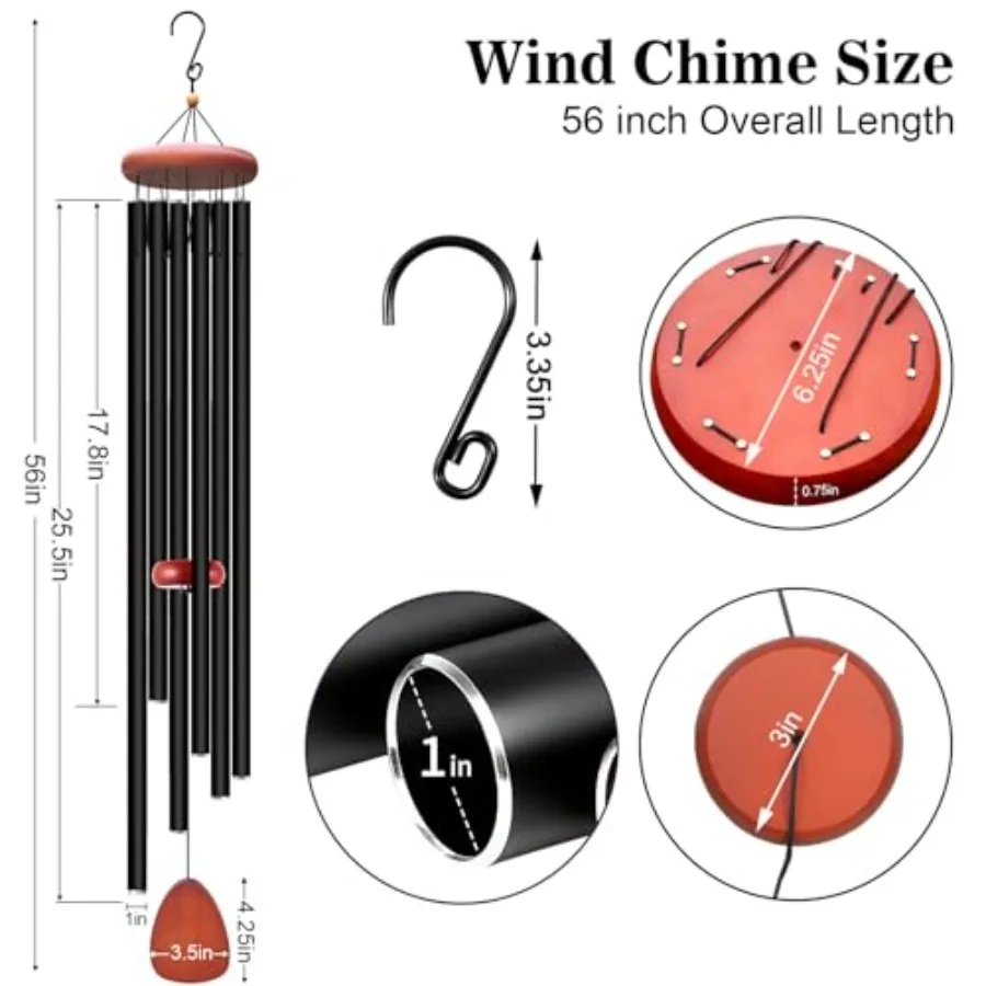 Large Wind Chimes for Outside Deep Tone, Soothing Melodic Memorial Sympathy Wind Chime, Suitable Outdoor Garden Decor, Gift for