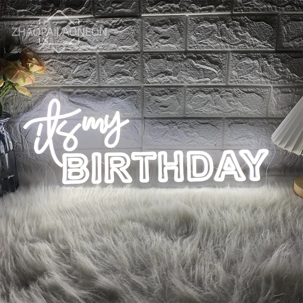 It's My Birthday Neon Led Sign Happy Birthday Led Neon Lights Home Art  Room Wall Decor Birthday Party Decoration Neon Signs