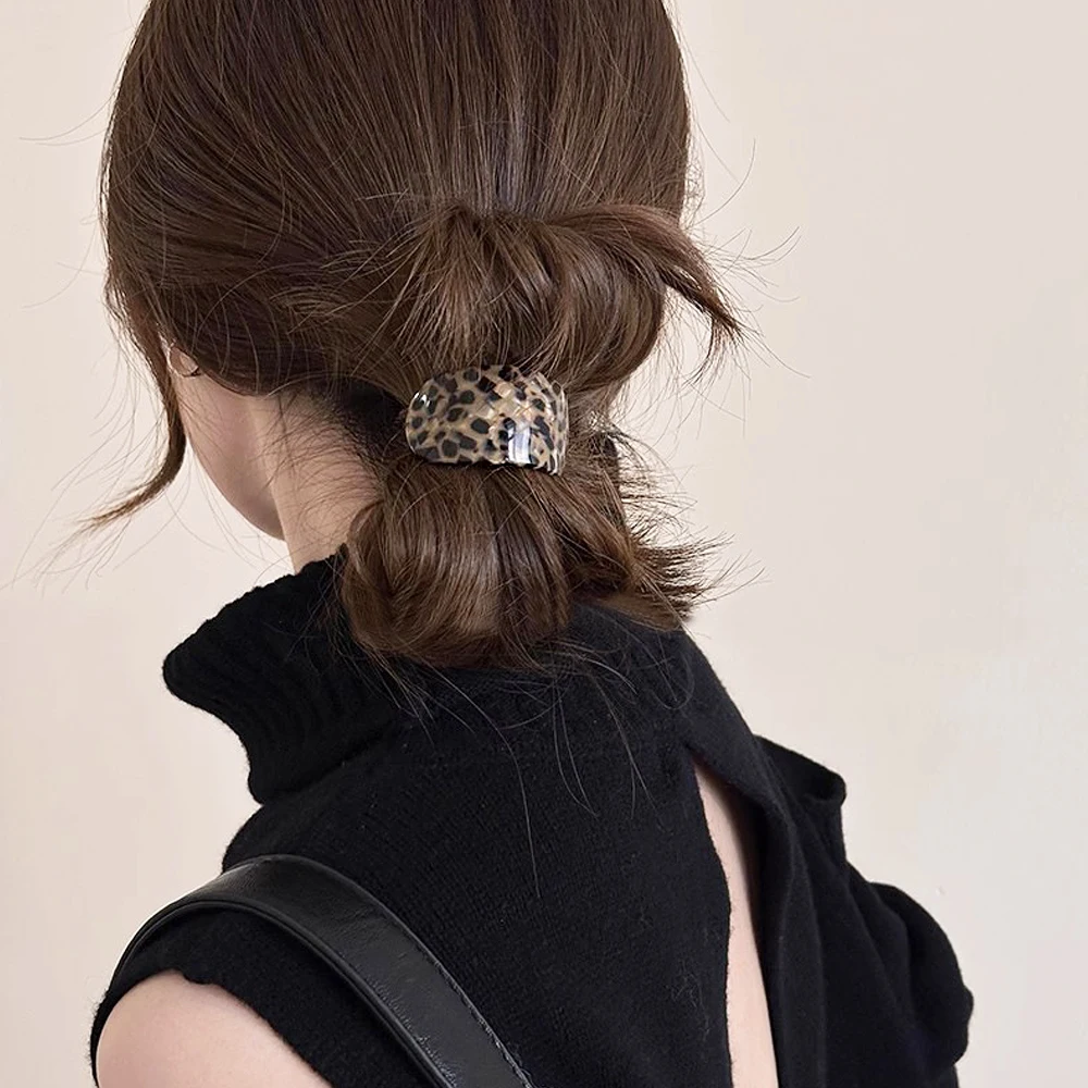 Mode Acetat Geometrische Haar Manschette Halb-Bogen Pferdeschwanz Halter Gummibänder Gummibänder Frauen Mädchen Haar Seile Täglichen Kopfbedeckungen – Detail 3