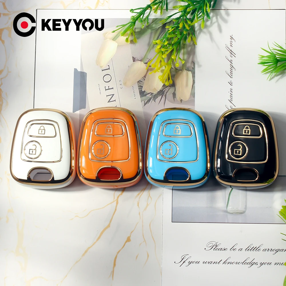 KEYOU TPU Car Key Case For Peugeot 107 206 207 307 For Citroen C1 C2 C3 C4 For Toyota Aygo 2BNT Remote Key Protect Cover Shell