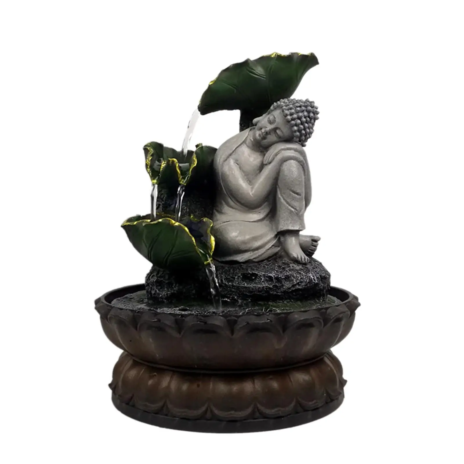 Buddha Asian Indoor Top Water Fountain with for Table Desk Bedroom Relaxation