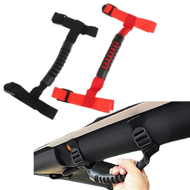 1Pcs Roll Bar Grab Handle for 1995-2021 Jeep Wrangler YJ TJ JK JKU JL Sports Sahara Freedom Rubicon X Unlimited - Black/Aluminum