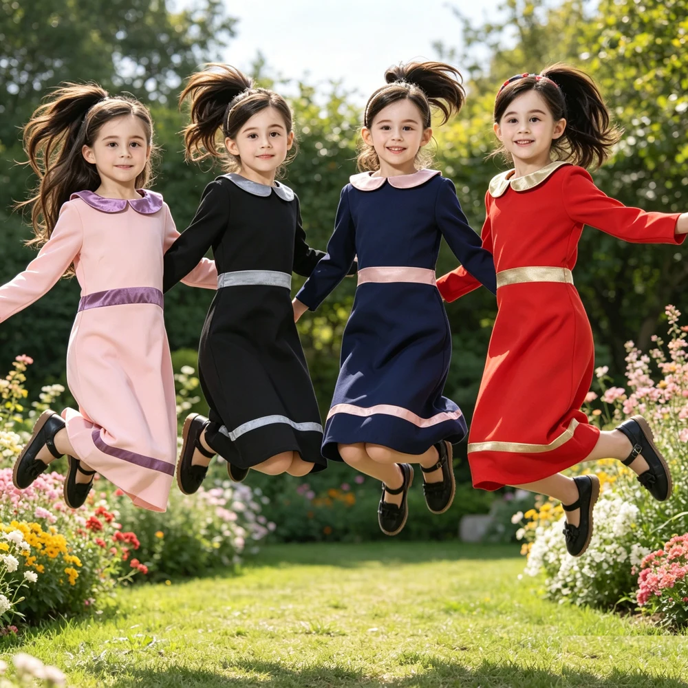 Abaya para Meninas, Hijab Infantil Turco, Vestido Maxi de Manga Longa, Abayas Islâmicas, Kaftan Árabe para Festas, Roupas de Dubai