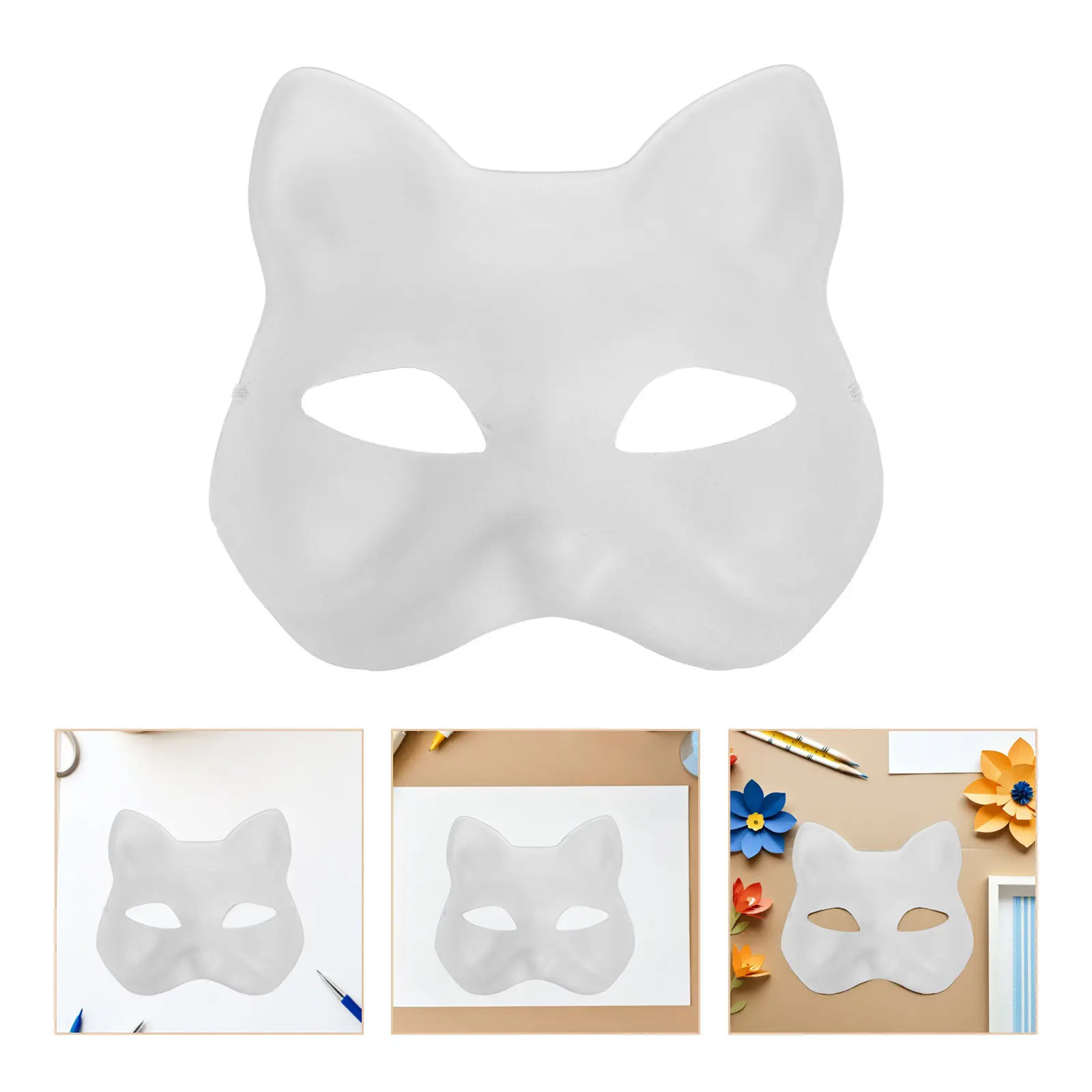 

30Pcs Elastic Band Cat Mask Blank Hand Painted Mask DIY Masquerade Costume for Halloween Party Wedding Fashion Show Cosplay