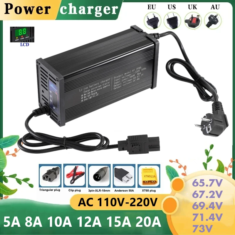 

60V 5A 8A 10A 12A 15A 20A Smart Battery Charger for Lifepo4 16S 17S 19S 20S Lithium Fast Charger Phosphate Battery Charging Pack