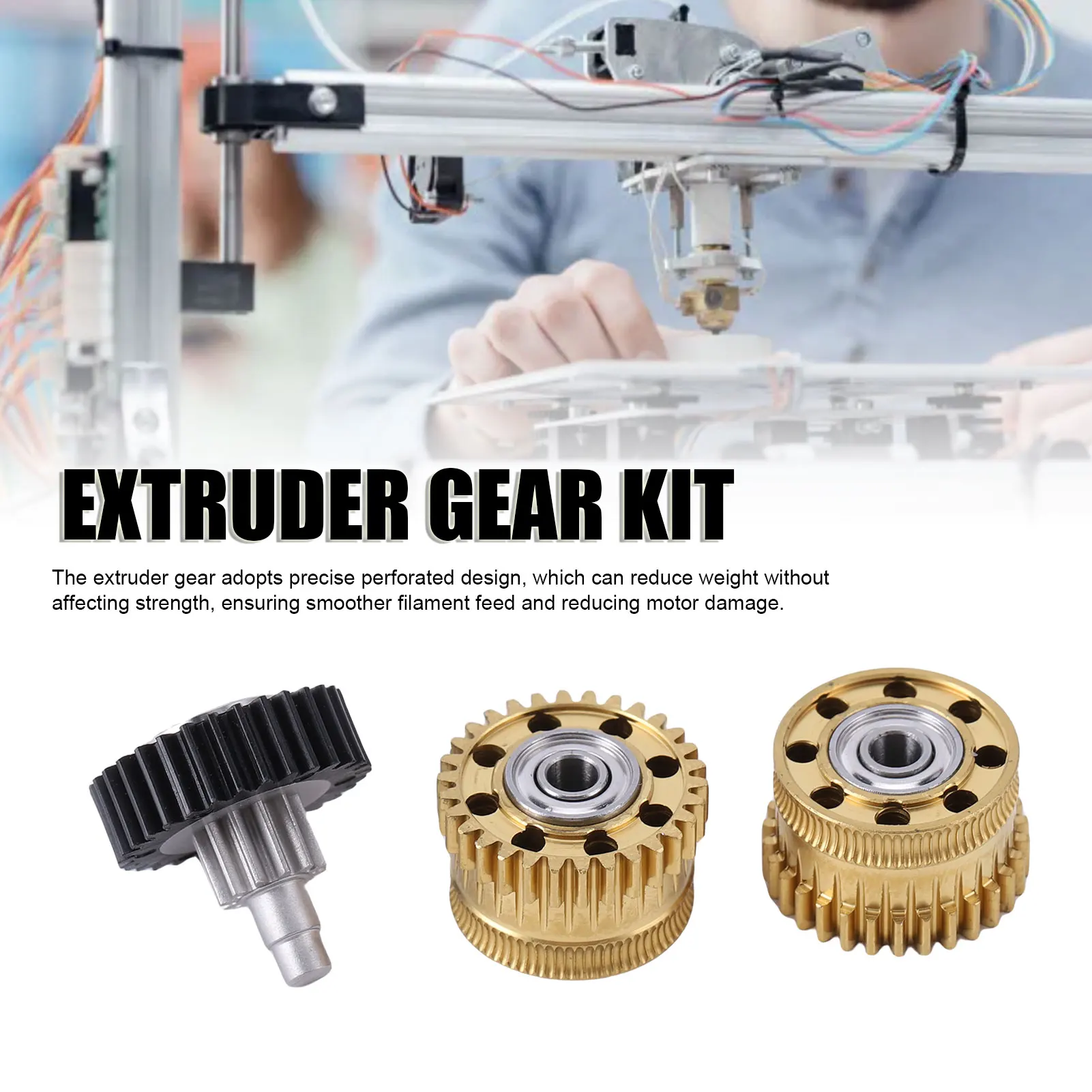 

Комплект шестерен экструдера для 3D-принтера, замена для Creality Plus, цельнометаллические шестерни экструдера с DLC-покрытием