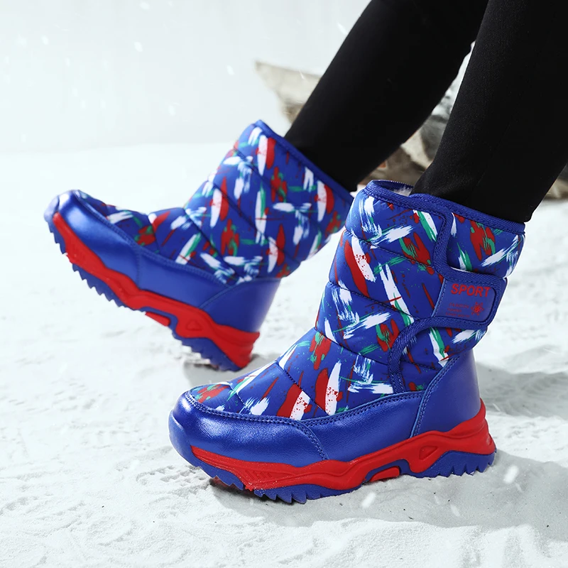 New Arrival Winter Children Shoes Plush Waterproof Fabric Non-Slip Girl Rubber Sole Snow Boots Fashion Warm Outdoor Boots