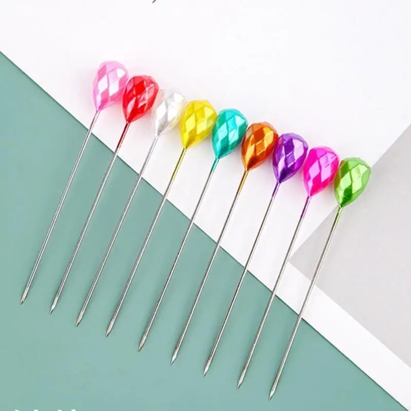L9BE 2Inch Quilting Pin Colored Beads-Head Dressmaking Pin Long Straight Pin