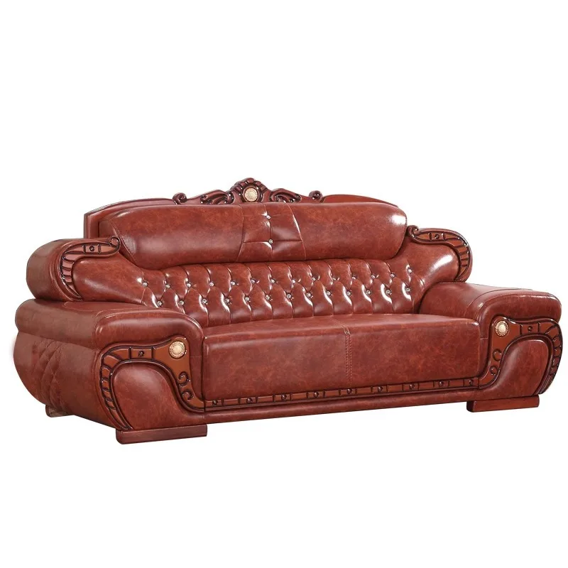 European leather sofa 123 combination U first layer cowhide large apartment living room villa hotel office thick leather