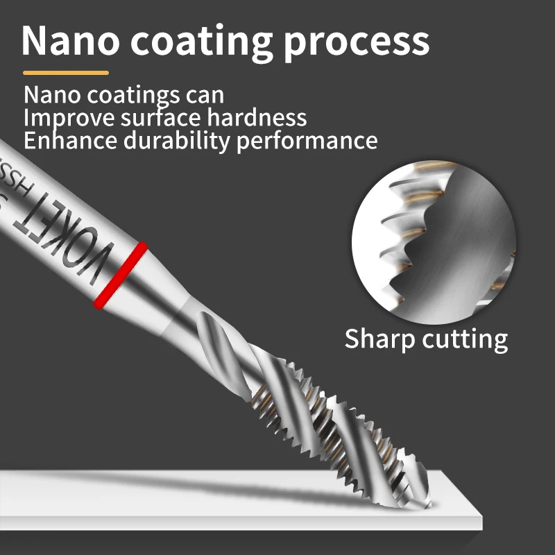 VOKET HSSE-M35 JIS Standard Red Ring Spiral Fluted Tap M2 M2.5 M3 M4 M5 M6 M8 M10 M12 M14 M16 M18 M20 Machine Screw Thread Taps