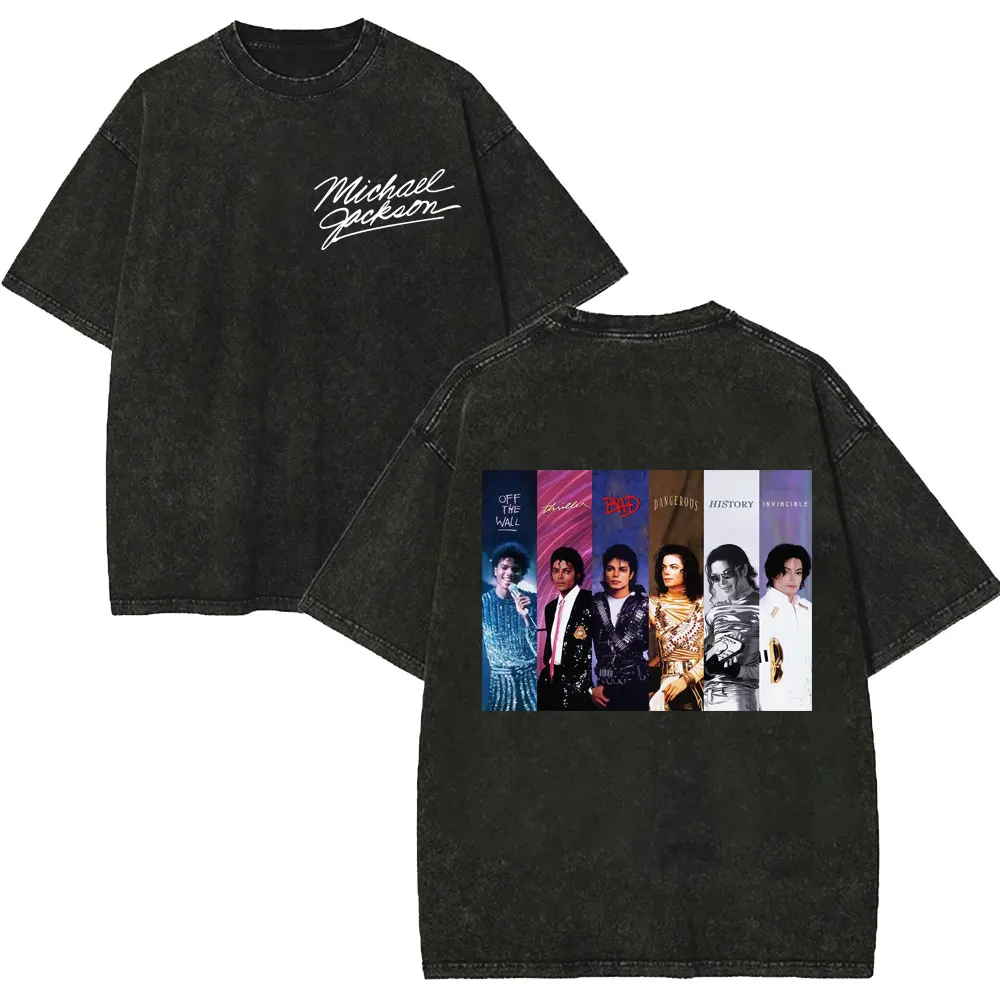 Rock Singer Michael Jackson Vintage Washed T Shirt High Quality Fashion Oversized T-shirts Men Women Casual Short Sleeve T-shirt