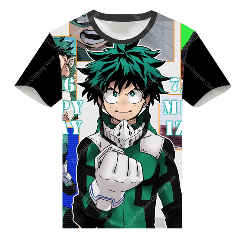 My Hero Academia Summer Boys Girls  Short Sleeve Clothing for Tee Cute casual fashion Parent Child Clothing Short Sleeve T-shirt