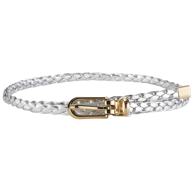 สีสัน PU ทอเข็มขัดผู้หญิงแฟชั่นชุดลําลองเสื้อผ้าอุปกรณ์เสริม Girdle Gothic Retro Boho เข็มหัวเข็มขัดเข็มขัดบาง