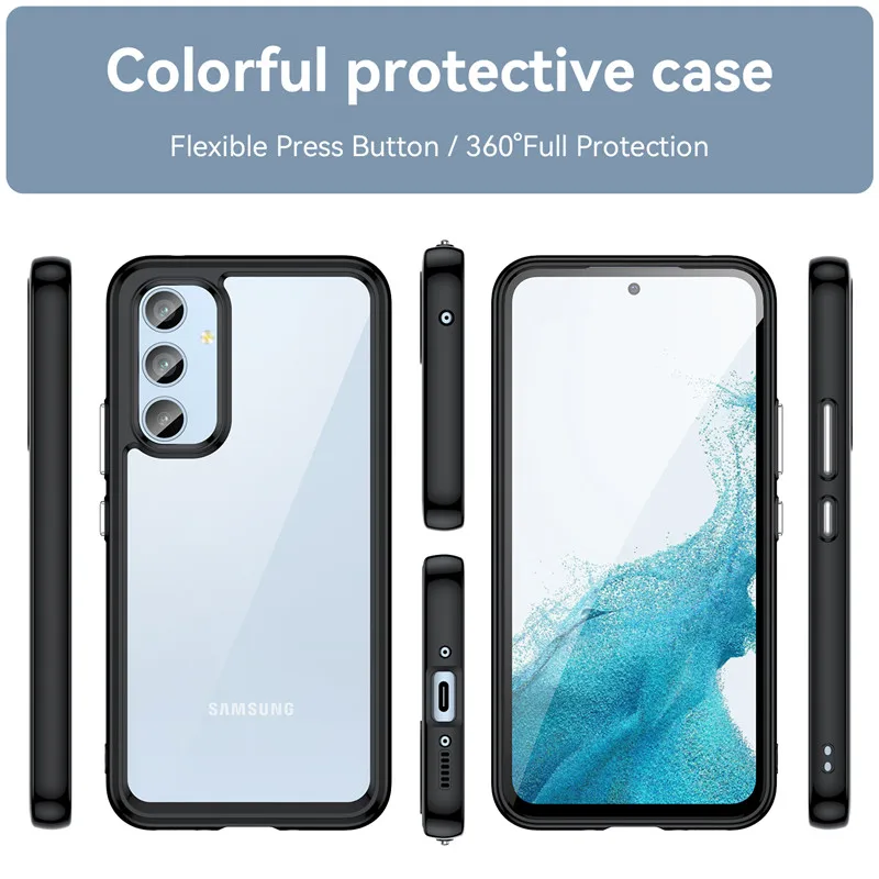 For Samsung Galaxy A54 5G Case Samsung A23 A53 A14 A24 A34 A54 5G Cover Colorful Soft Edge Silicone Transparent Bumper For A54