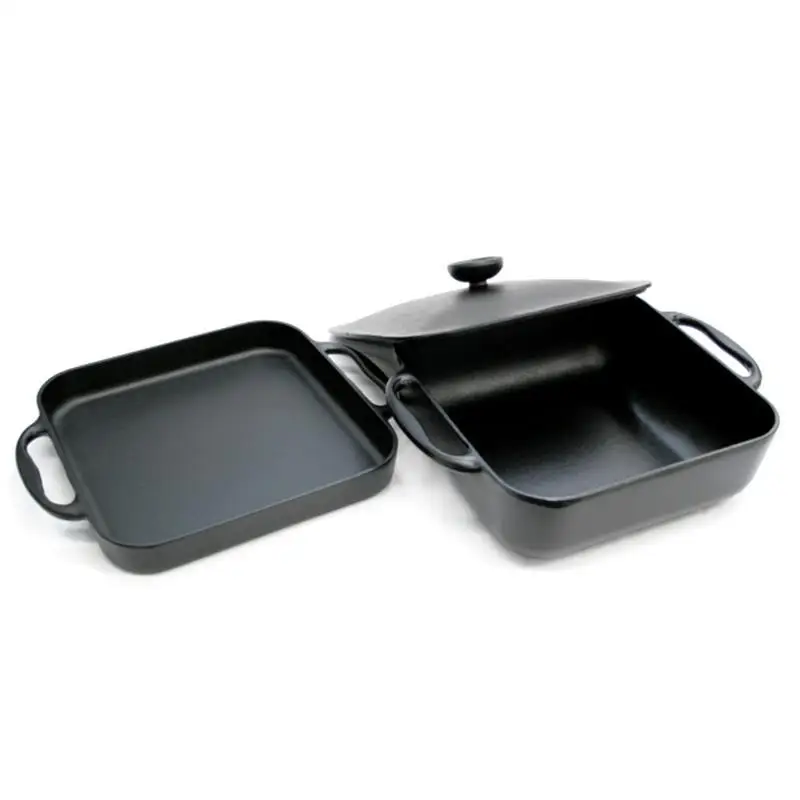 Pan, deep and shallow double-layer cast iron pan, pancake fried dumplings, for induction cooker