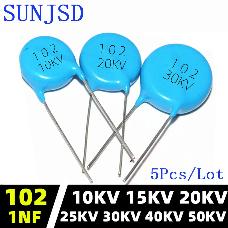 SUNJSD 5Pcs 1000PF 102 10KV 15KV 20KV 25KV 30KV 40KV 50KV High Voltage Ceramic Chip Capacitor