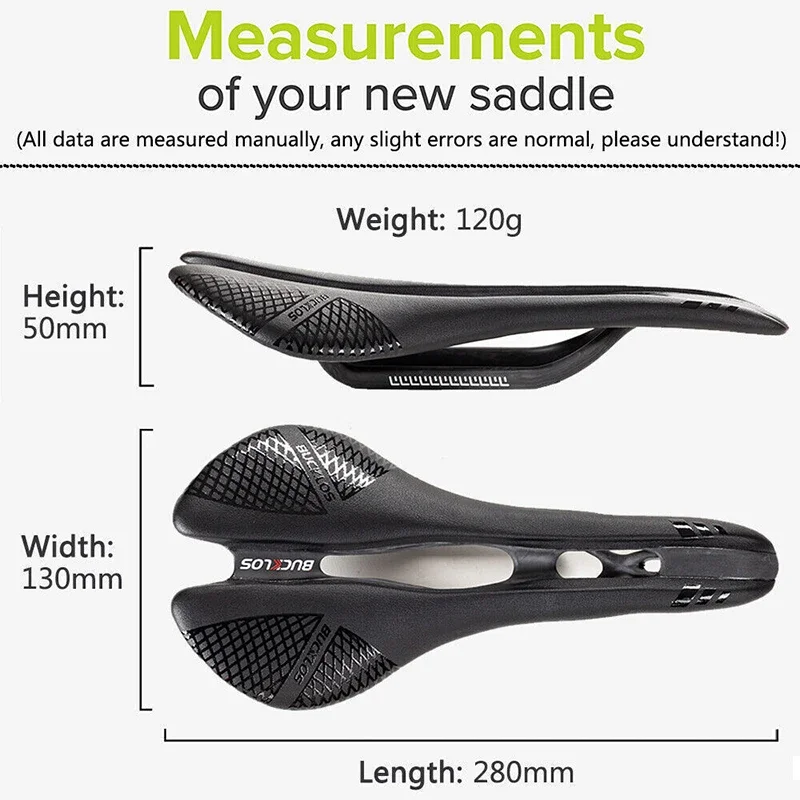 BUCKLOS Road Mountain Bike Saddle Ergonomic Carbon Fiber Leather Seat Cushion Soft Comfortable Bicycle Seat Cycling Parts